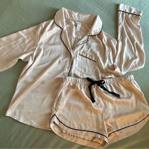 Satin pajama set, worn once for wedding